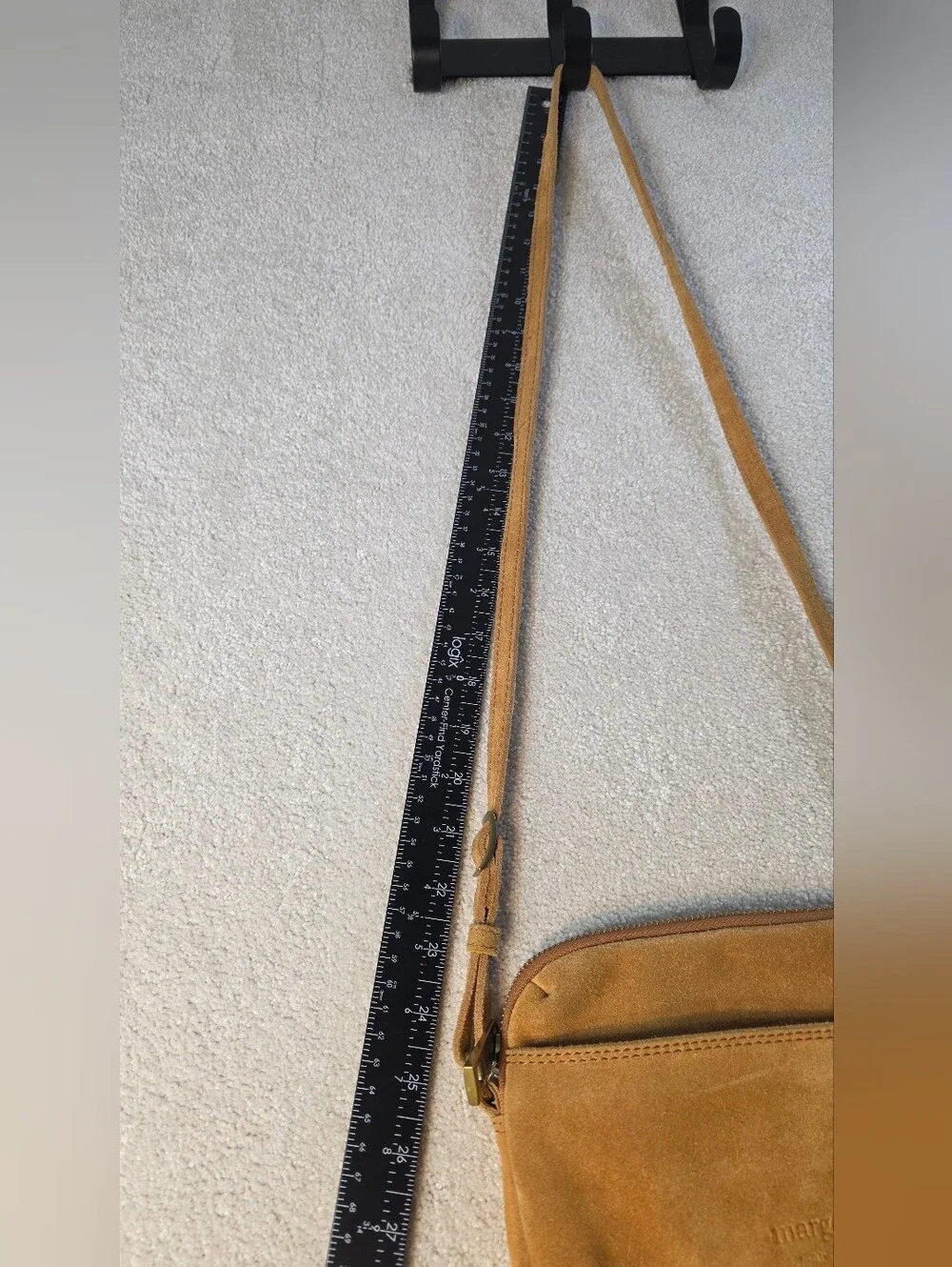Margot New York Tan Suede Crossbody Mini Bag Card Inserts Minimalist Classic OS